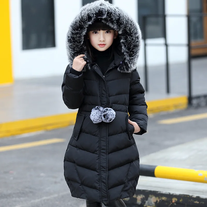 Зимняя куртка для девочек уплотненные длинные пальто большая детская одежда 2019