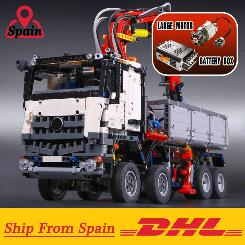 Испания DHL 20005 Technic серии Arocs модель грузовика строительные блоки кирпичи