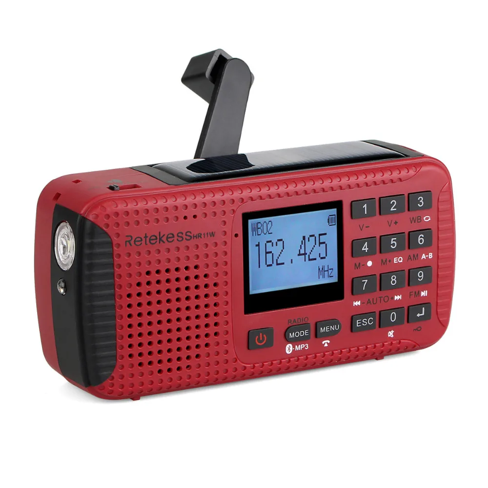 Retekess HR11W цифровой рекордер портативный FM/MW рукоятка Солнечная NOAA погода