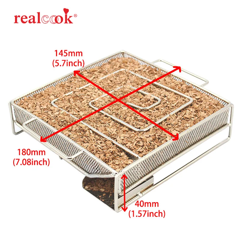 Генератор холодного дыма Realcook квадратный коптильник для барбекю с древесным