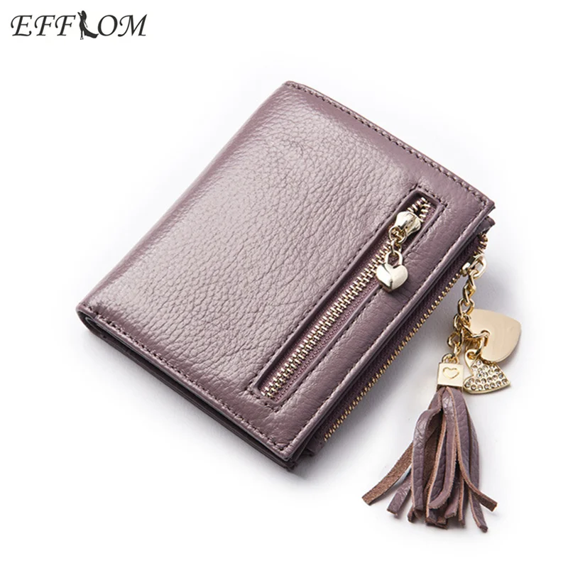 Real Genuine Leather Wallet Women Luxury Brand Cute Fringe Small Short Ladies Purses Zipper Coin Purse Pouch Card Holder | Багаж и сумки
