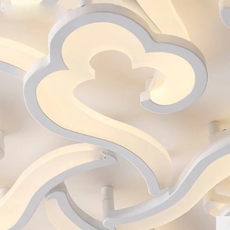 

Simple White LED Living Room Ceiling Lamp Home Clouds Morden Iron Metal Acrylic Bedroom Restaurant Dimming Lighting Fixture