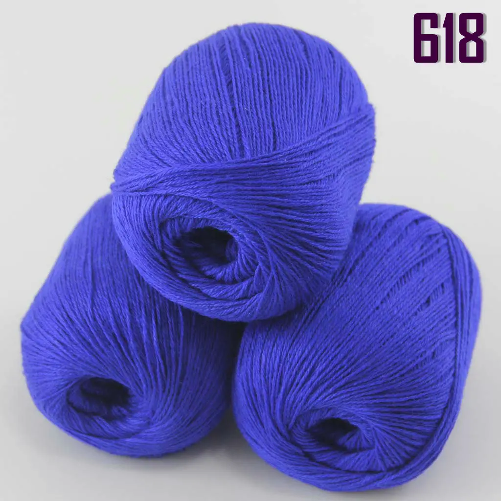 618 Royal Blue Распродажа новые мягкие 3X50 г чистый кашемир обертывание шали ручной вязки шерсть пряжа Кашемир шали и обертывание s 233 - Цвет: 618 Royal Blue