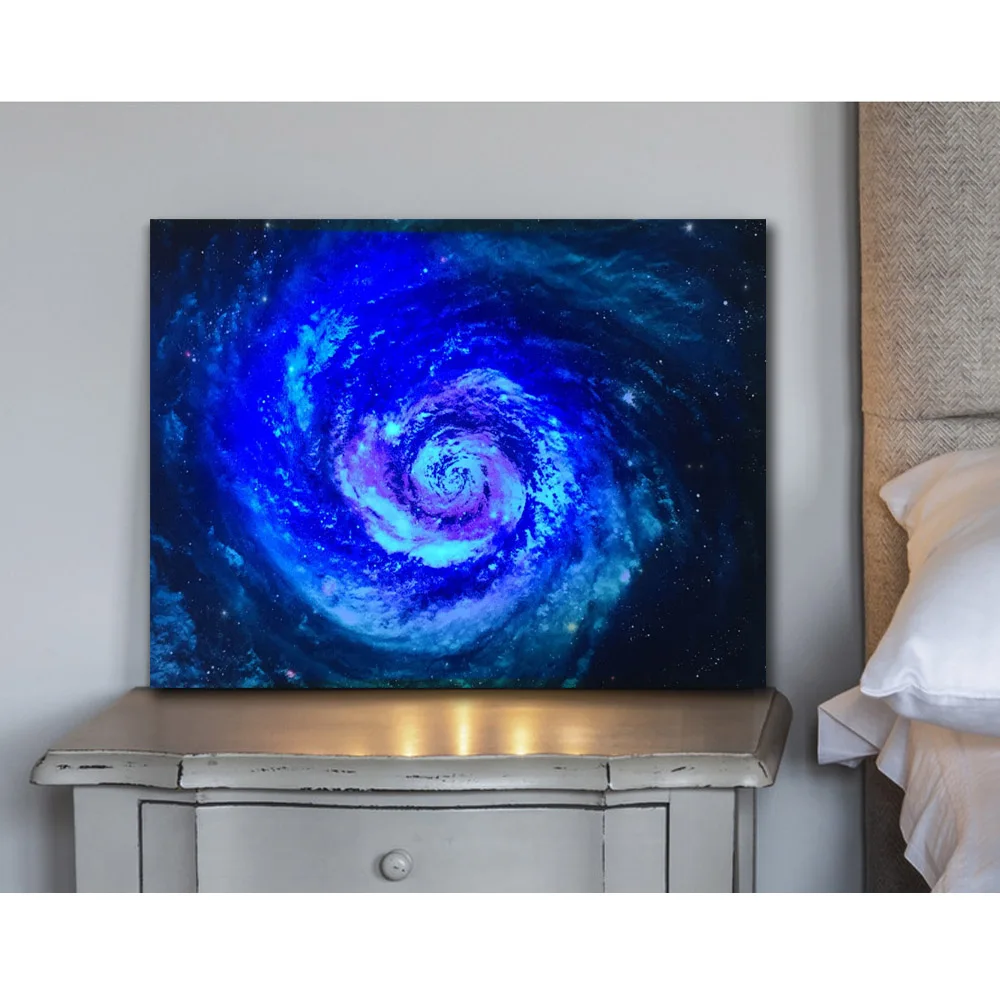 Красочные RGB светодиоды холст Настенный декор галактика фон космическая картина дистанционное управление холст печать освещенная живопись детский подарок