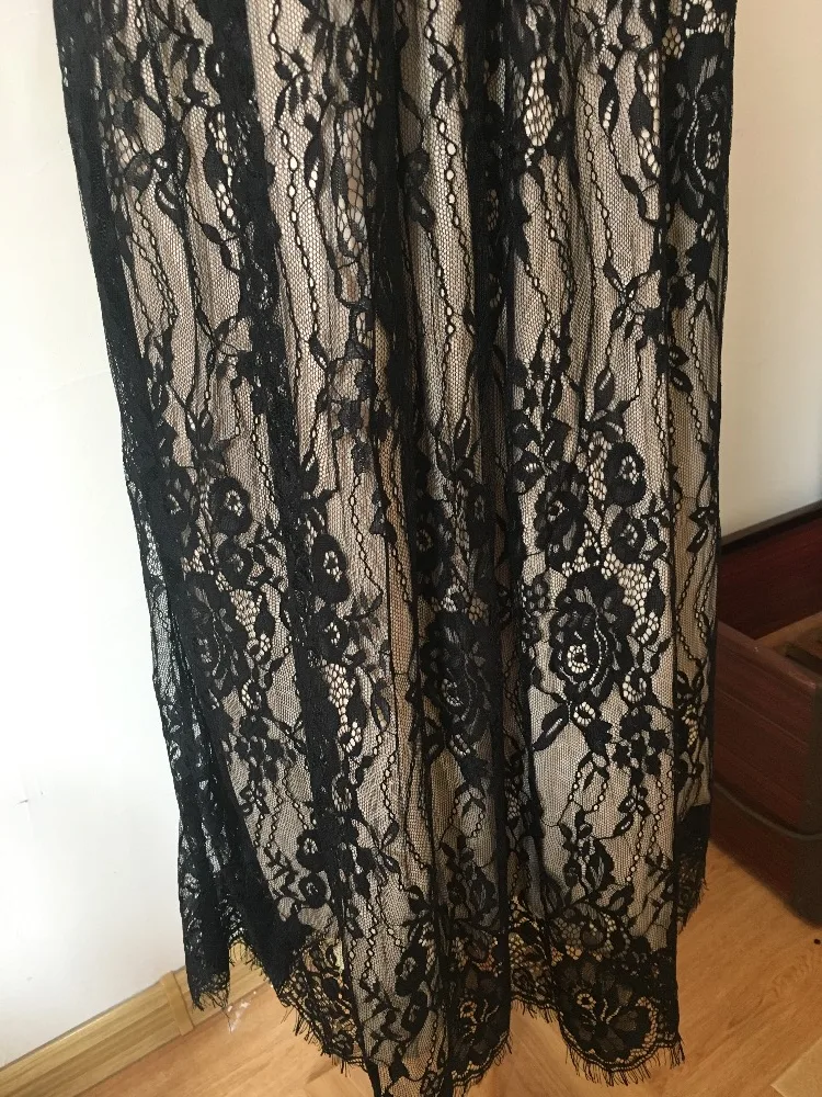 Женское длинное кружевное платье винтажное Черное для выпускного вечера модная