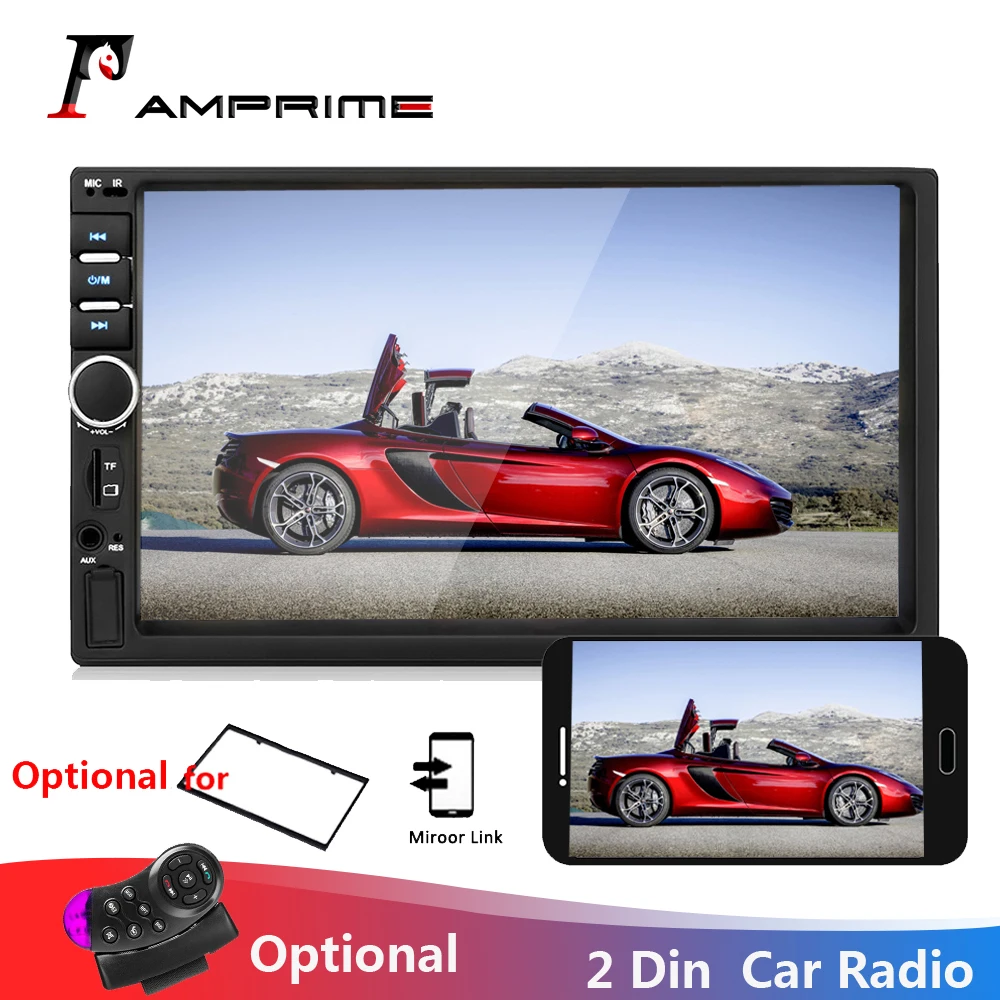 Автомагнитола AMPrime стерео система с сенсорным экраном 7 дюймов Bluetooth Aux FM камерой
