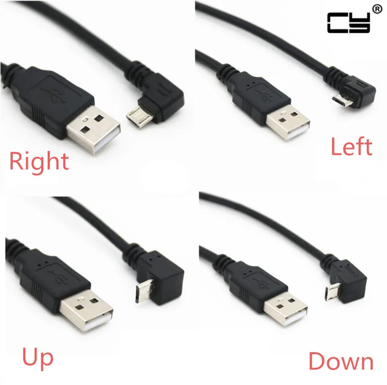 

Up & Down & Left & Right Angled 90 Degree USB Micro USB Male to USB male Data Charge connector Cable 25cm 50cm for Tablet 5ft 1m