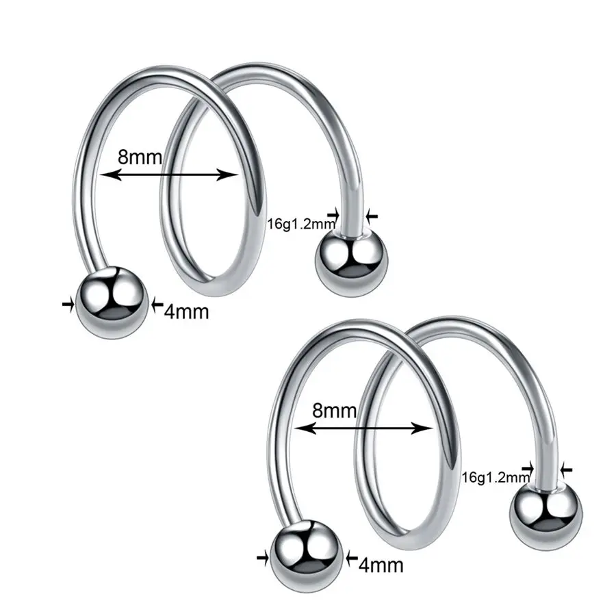 Style9 2 шт стальных сегментных колец, пирсинг, пирсинг ушей, пирсинг Orelha Helix, губы, Лабрет, пирсинг носа, Ушная перегородка, ювелирные изделия - Окраска металла: Style9