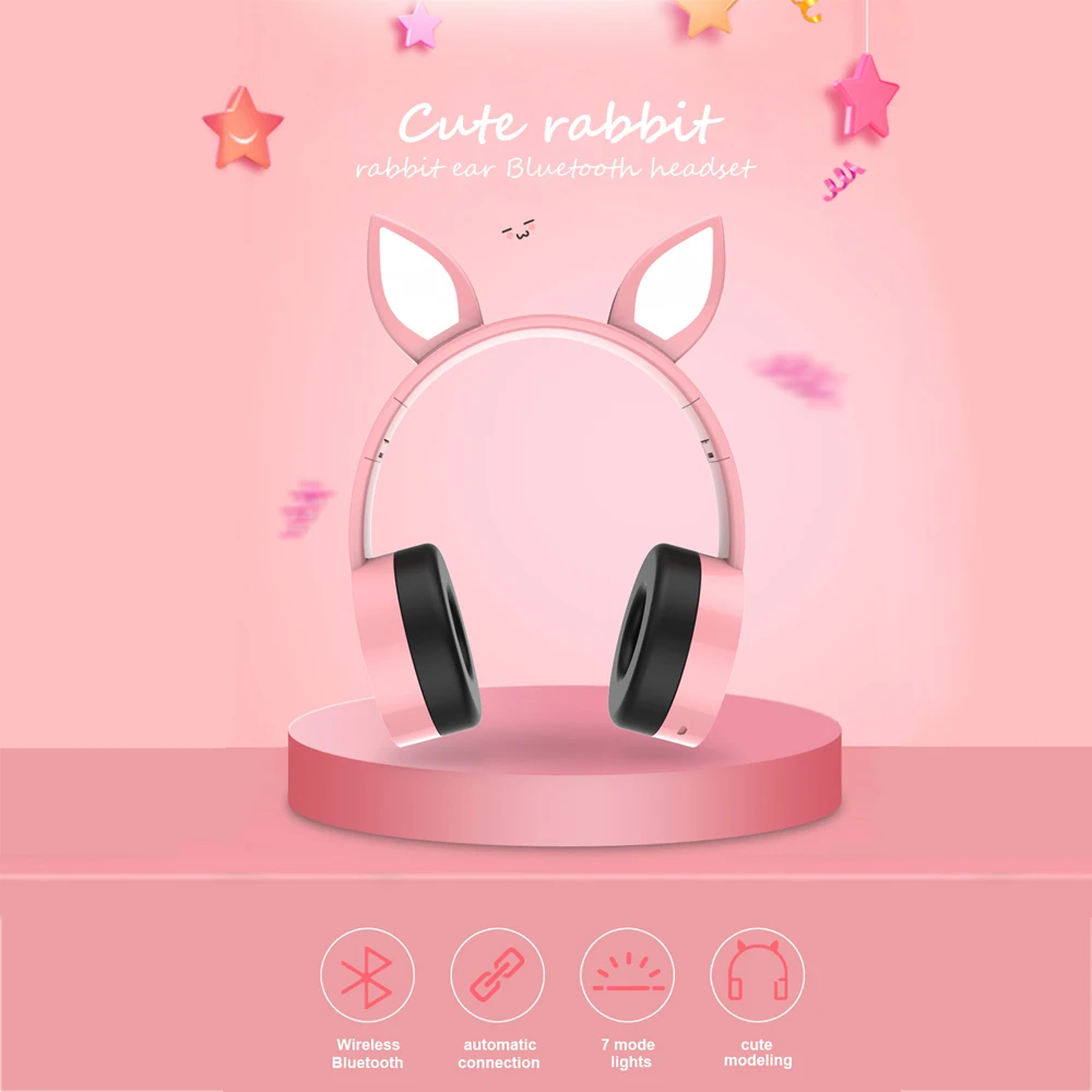 2019 наушники с кошачьими ушами беспроводные Bluetooth мигающая светящаяся гарнитура