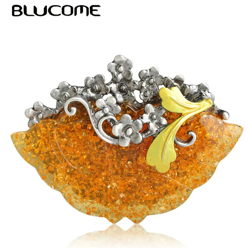 Женская брошь в форме цветка Blucome золотисто-желтая из акрила с инкрустацией