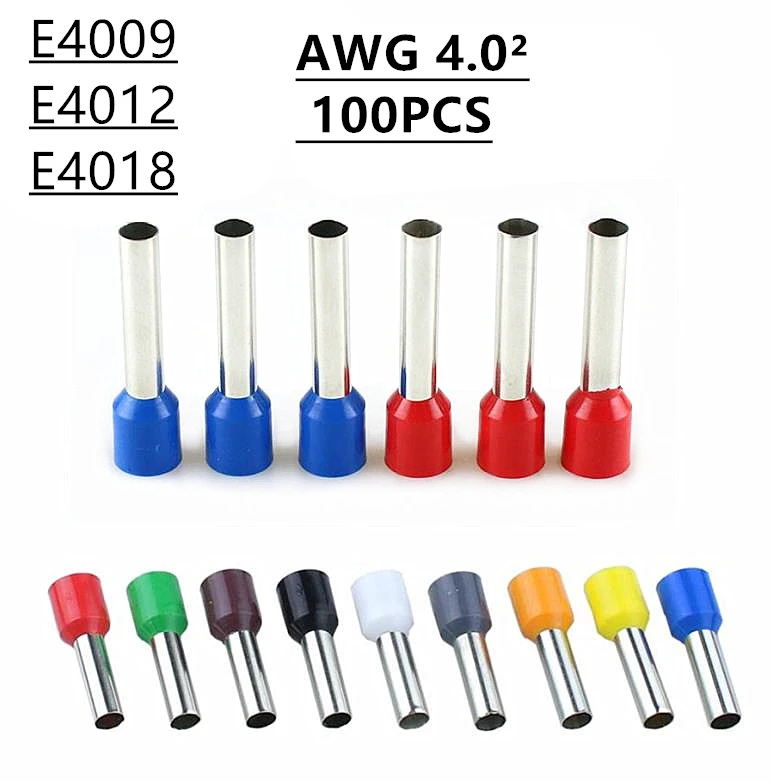 100 шт. E4009 E4012 E4018 изолированные клеммные колодки концевой провод соединитель 4 0 мм2