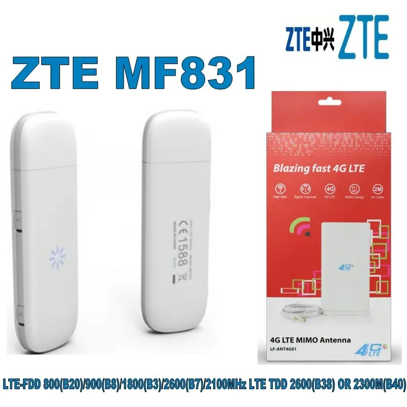 ZTE MF831 LTE Surfstick + 4G TS9 49DBI Antenna