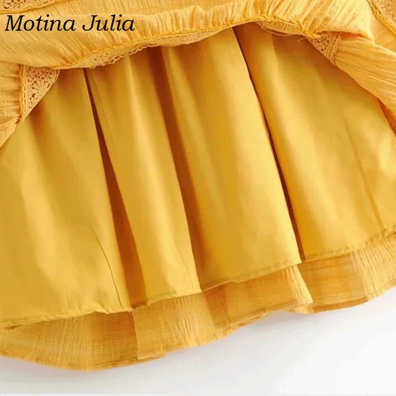 Motina Julia 2019 летнее кружевное платье в стиле пэчворк женские пляжные бохо Вязание