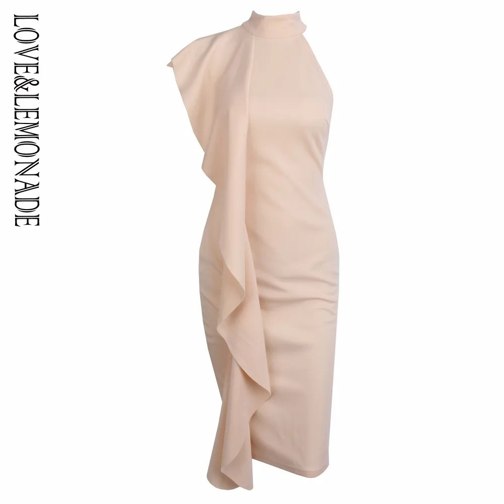 Облегающие вечерние платья LOVE & LEMONADE воротник цвета хаки в виде лотоса LM80203|party