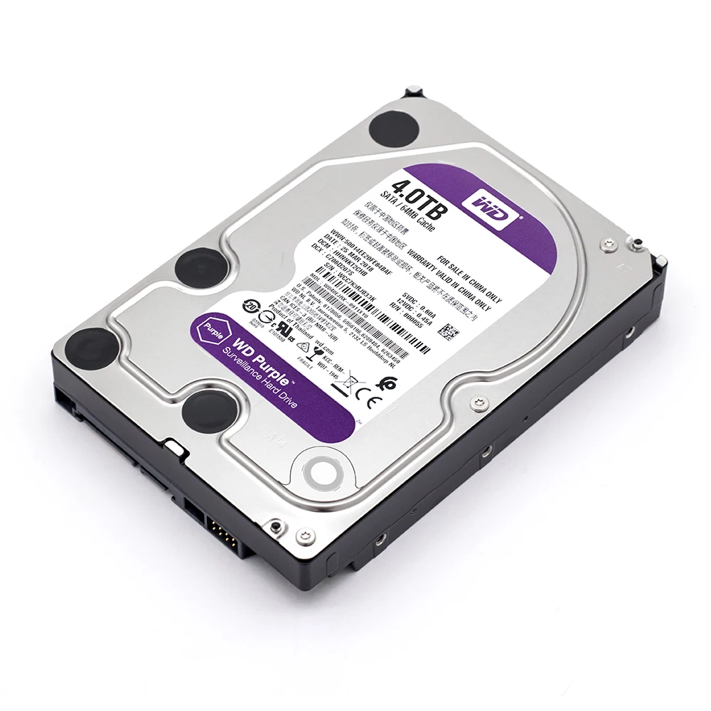 Жесткий диск HDD WD Purple 4 ТБ 5400 об/мин класс SATA 6 ГБ/сек. 64 Мб кэш памяти 3 5 дюйма WD40EJRX