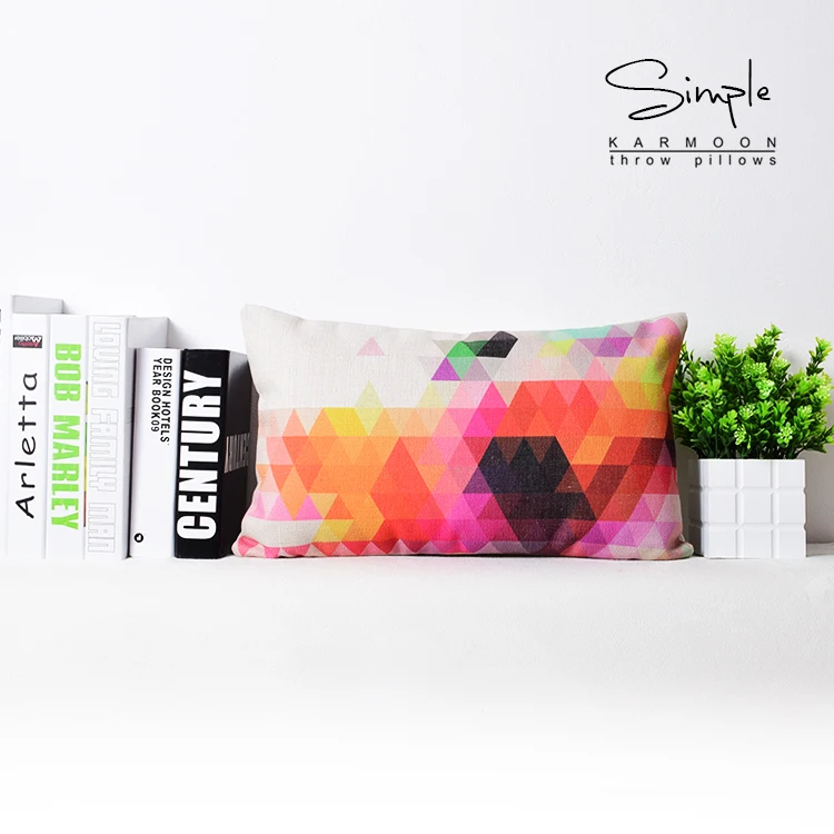 Красочные геометрические поясничная подушка чехол Лен прямоугольник