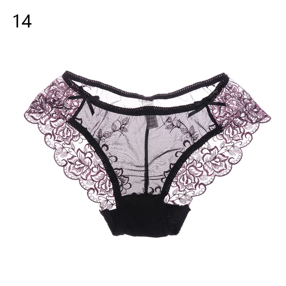 Style 14 Очаровательные модные бесшовные кружевные сексуальные сетчатые трусики с низкой талией, соблазнительное нижнее белье для женщин, кружевные прозрачные трусики с вышивкой - Цвет: Style 14