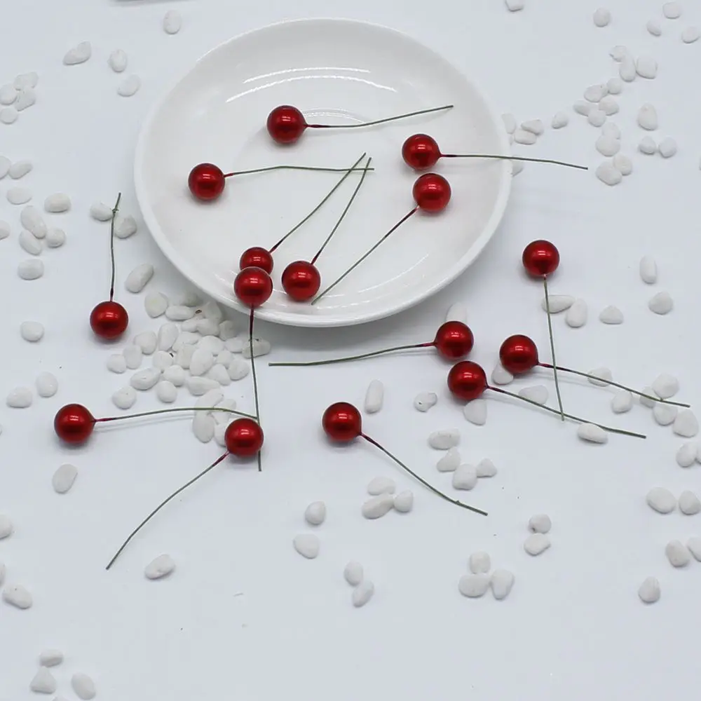 20 шт./лот маленькие пластиковые искусственные ягоды цветы тычинки вишневые