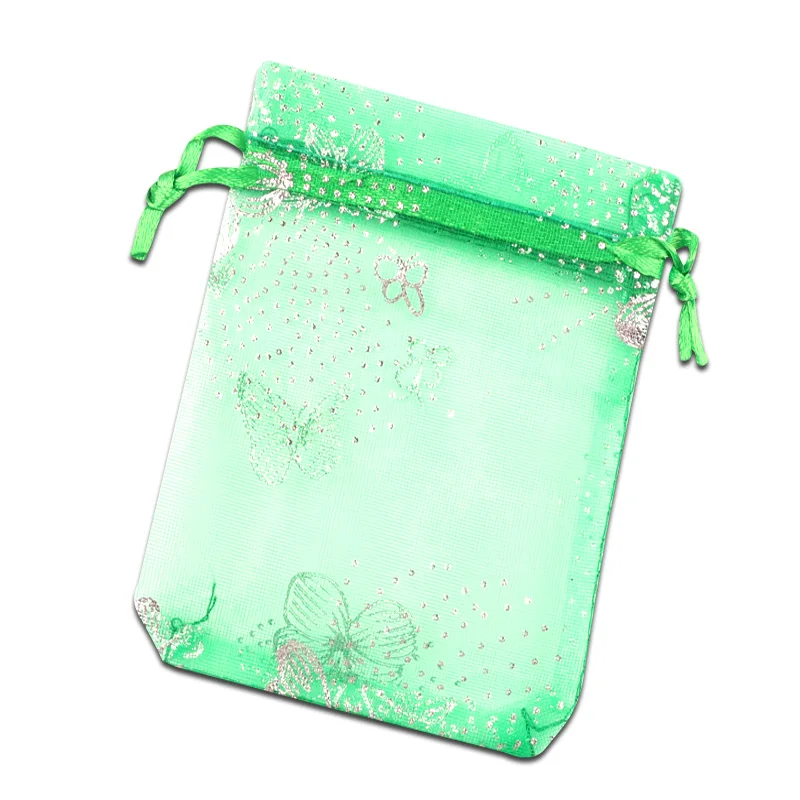 Pore green 100 шт Смешанные 7x9 см 9x12 см сумки из органзы Свадебная вечеринка бижутерия для декорирования конфет Drawable Упаковка Дисплей и подарочные пакеты сумки - Цвет: Pore green