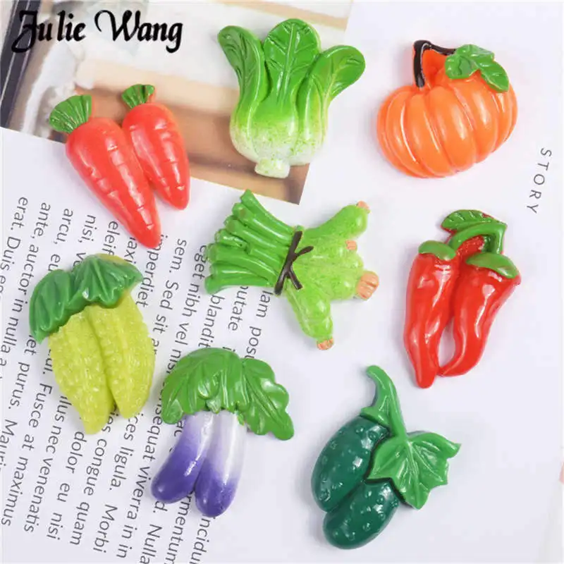 

Julie Wang 10pcs Lifelike Resin Vegetable Charms radish chili Flat back Slime DIY Pendant Keychain Accessory Craft Phone Decor