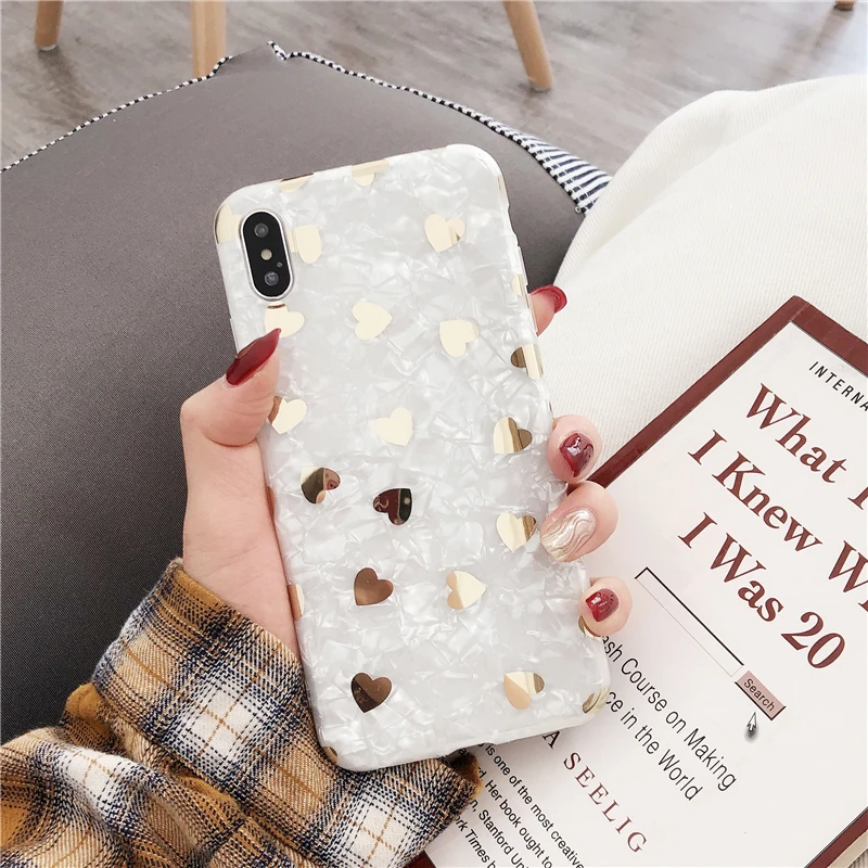 GlamPhoneCase Fritillaria Золотое любовное Сердце чехол для телефона в горошек iPhone X XS Max XR