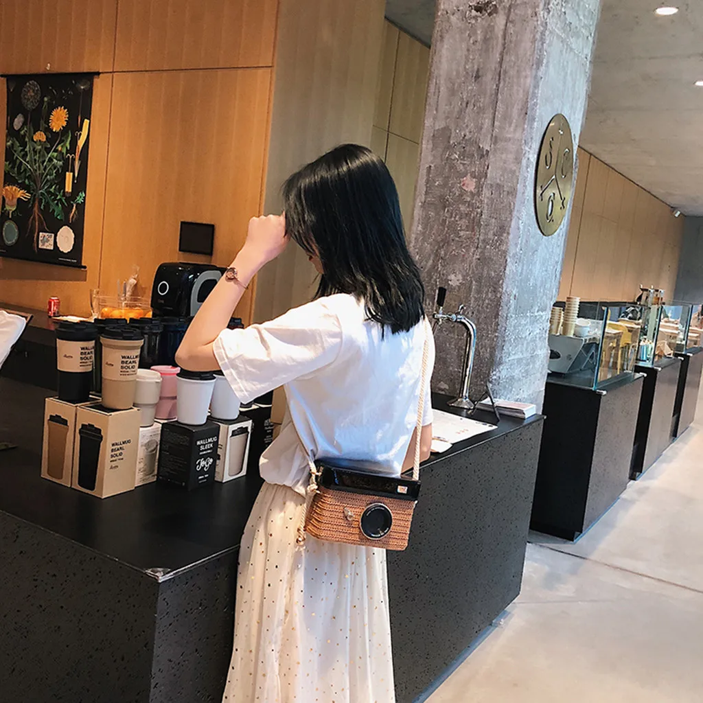 2019 Новая женская пляжная сумка для камеры соломенная льняная шикарная мешок