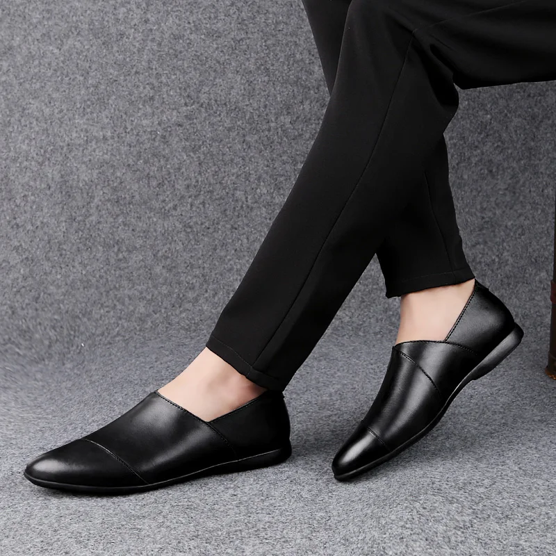 Men's Shoes Leather 2021 Summer Casual Shoe Male Loafers Genuine Mans Flats Moccasin Soft Breathable | Обувь