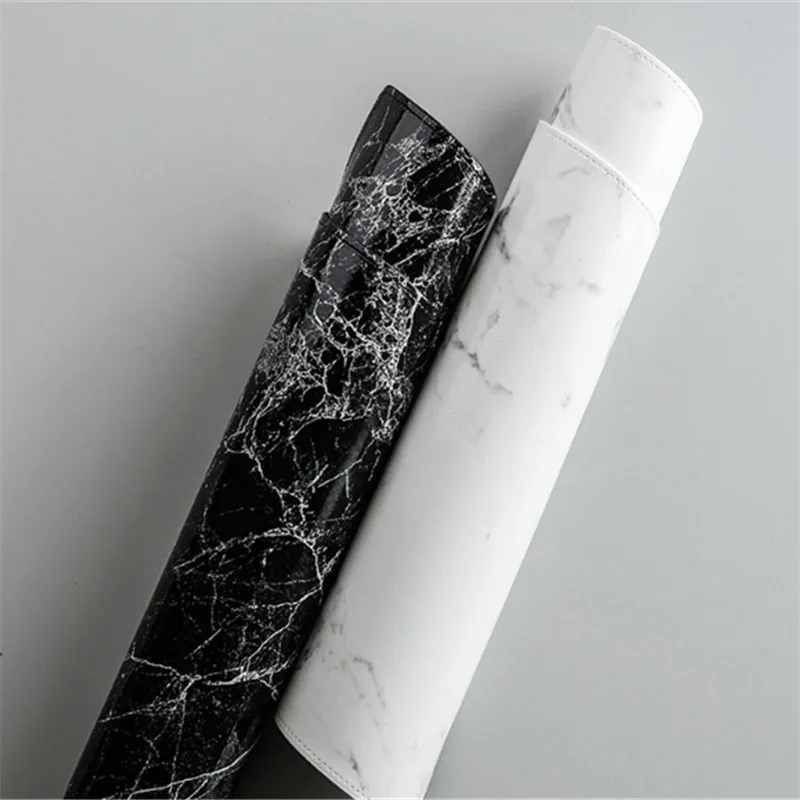 Placemat 45X32CM Luxury PU Leather Waterproof Table Mat Black White Marble Pattern Placemat for Dining Table Water Coasters Home