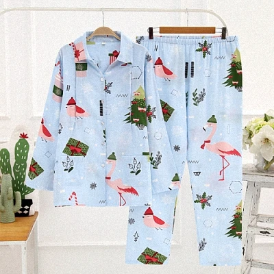 M0023 blue Летняя и осенняя одежда для беременных кормящих женщин, хлопковая Рождественская одежда для сна, мягкая Пижама для кормления грудью, комплект из 2 предметов для мамы - Цвет: M0023 blue