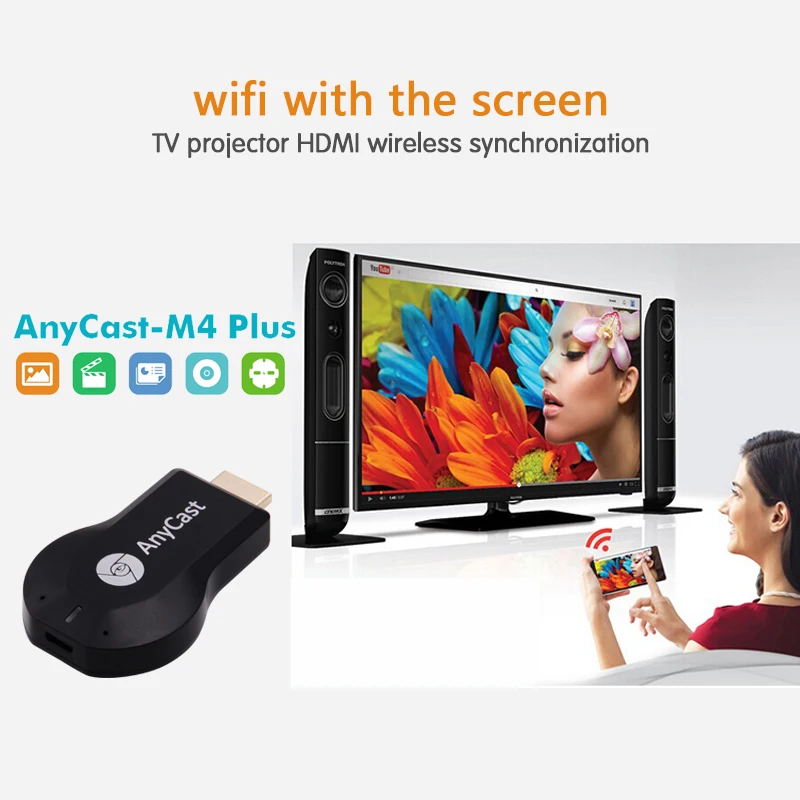 Портативный Anycast M4 plus никелированный мини ПК Android Cast HDMI совместимый WiFi Dongle 2