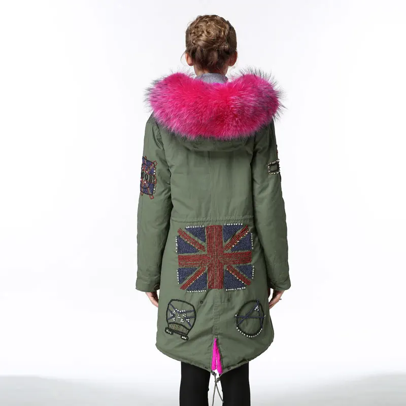 Зимняя куртка для этой зимы женские элегантные парки с мехом розово-красные