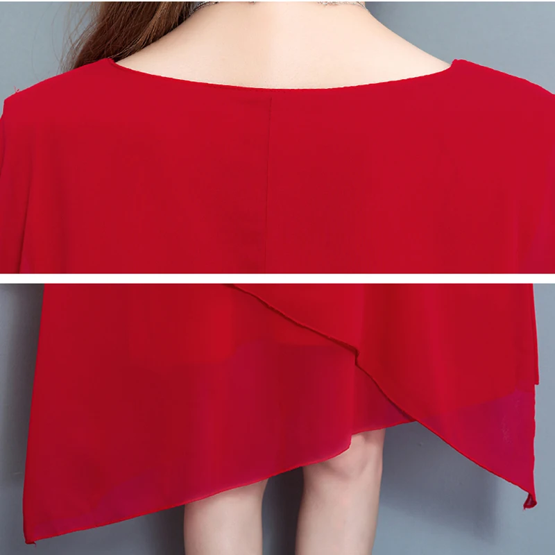

2018 New Fashion Summer Dress Solid Color Chiffon Women Dress Short Sleeve Plus Size L-5XL Loose Casual Midi female Dress QH1308