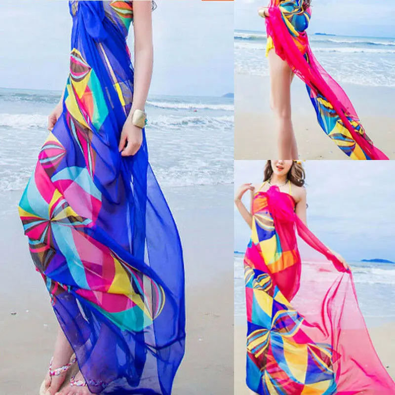 

Women Chiffon Beach Bikini Cover Up Wrap Scarf Swimwear Holiday Beach Cover Up