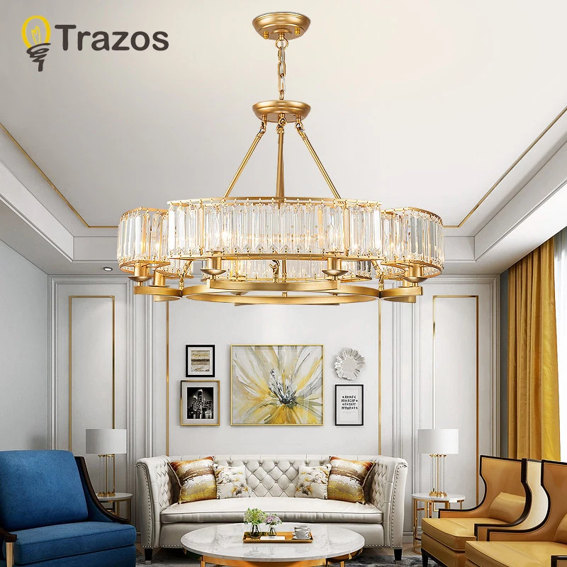 TRAZOS Позолоченный Хрустальный подвесной светильник K9 хрустальный декоративный