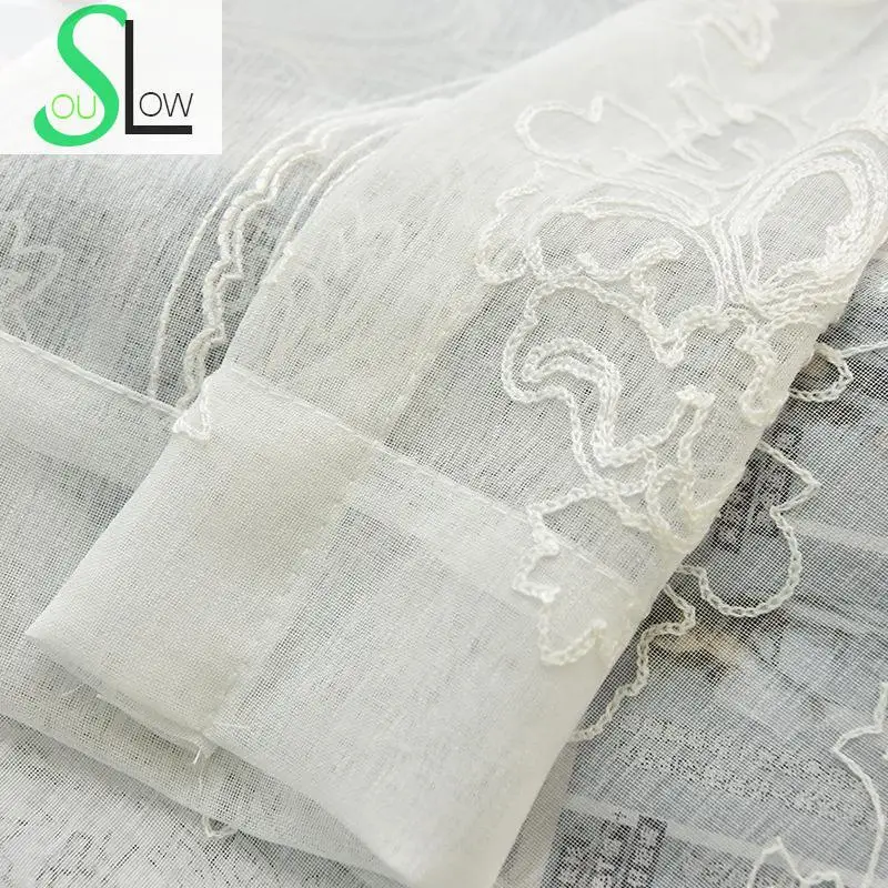 Современные Белые Простые шторы Slow Soul Европейский Тюль с вышивкой для гостиной