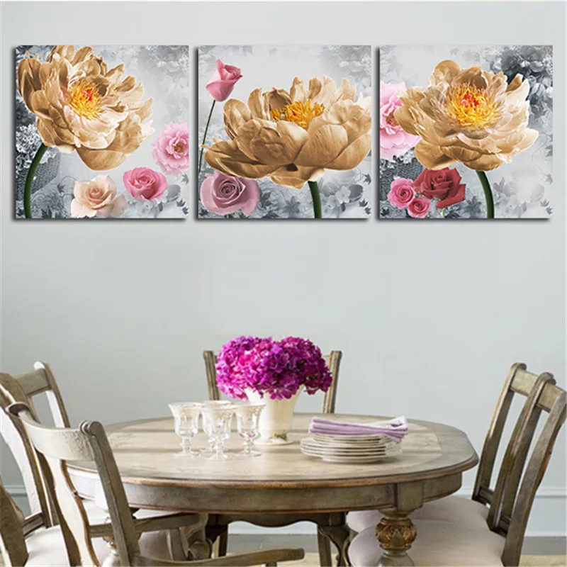Настенная живопись 3 штуки картина с красивыми цветами пейзаж холст настенный