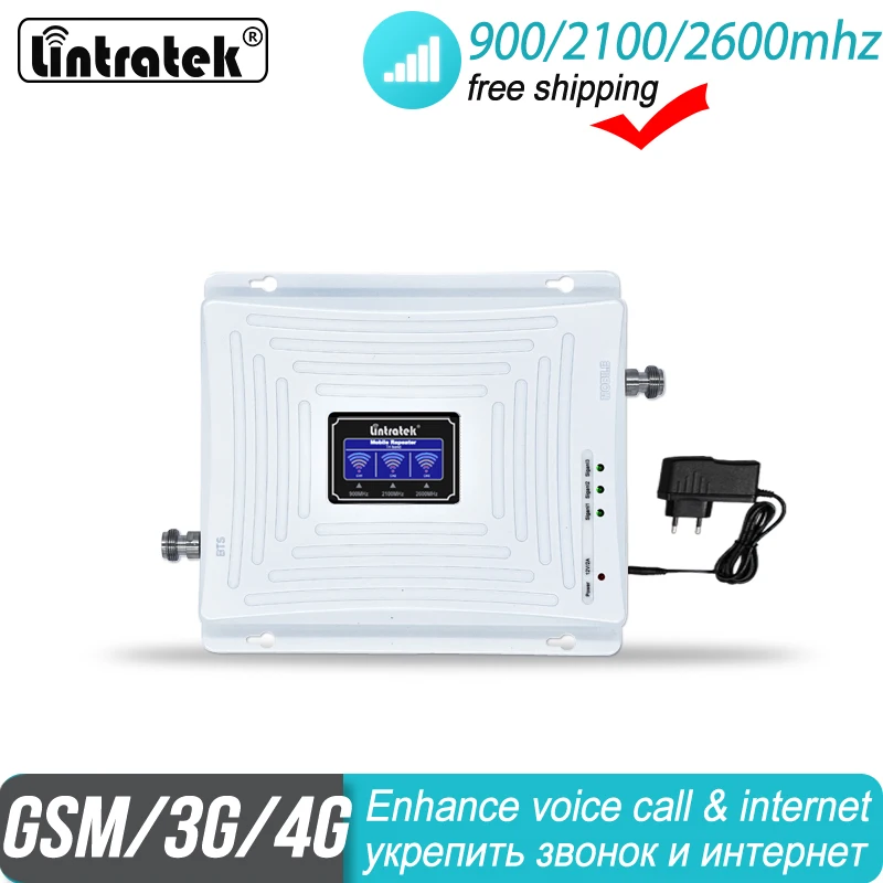 

Free Shipping Mobile Amplifier Tri Band 2G 3G 4G Repeater 900 2100 FDD 2600 B7 DCS WCDMA Repeater LTE cellular Signal Booster 35