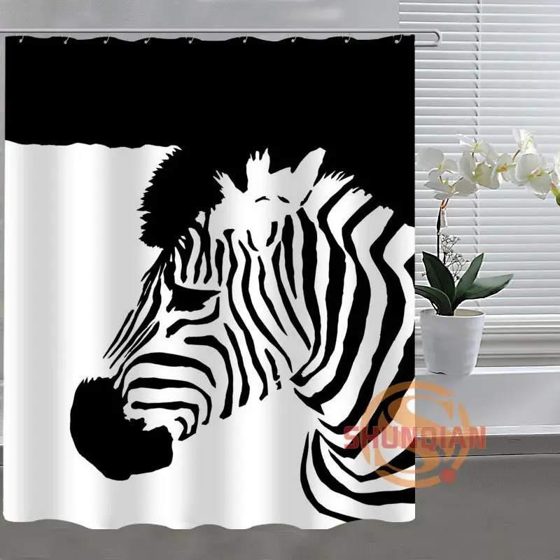 Занавеска для душа Zebra Art на заказ ткань ванной комнаты декор занавеска H03v26u84|custom