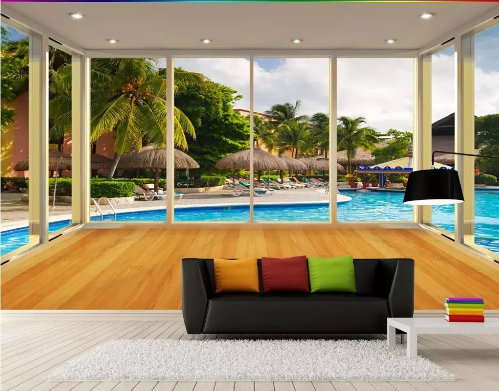 

3D Wallpaper Walls Bedroom Stereo Window Decor Wallpaper Mural For Living Room Bedroom sea view Kitchen Murals