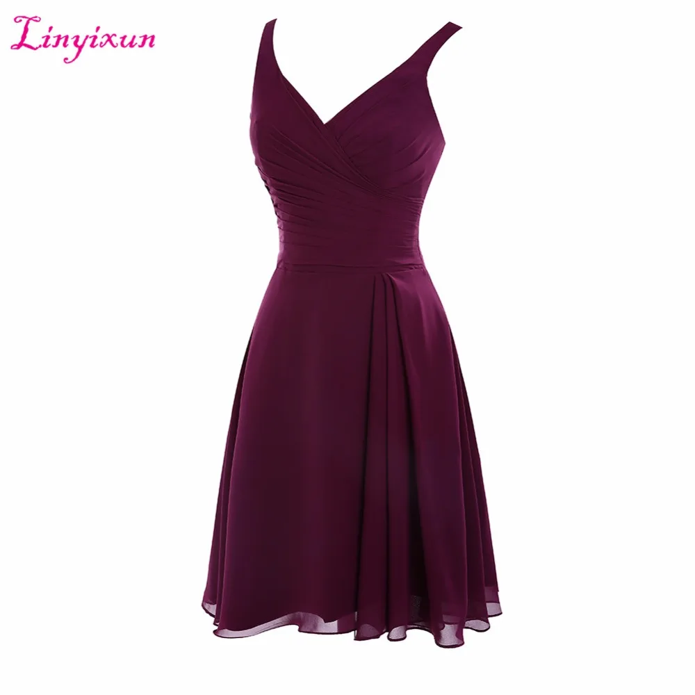 Женское платье Linyixun фиолетовое для выпускного бала с треугольным вырезом 8 класс