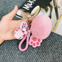 1pcs new cute kawaii plush cat claw toys women car bags key ring plush keychain fur ball pendant keyring for girls plush toys