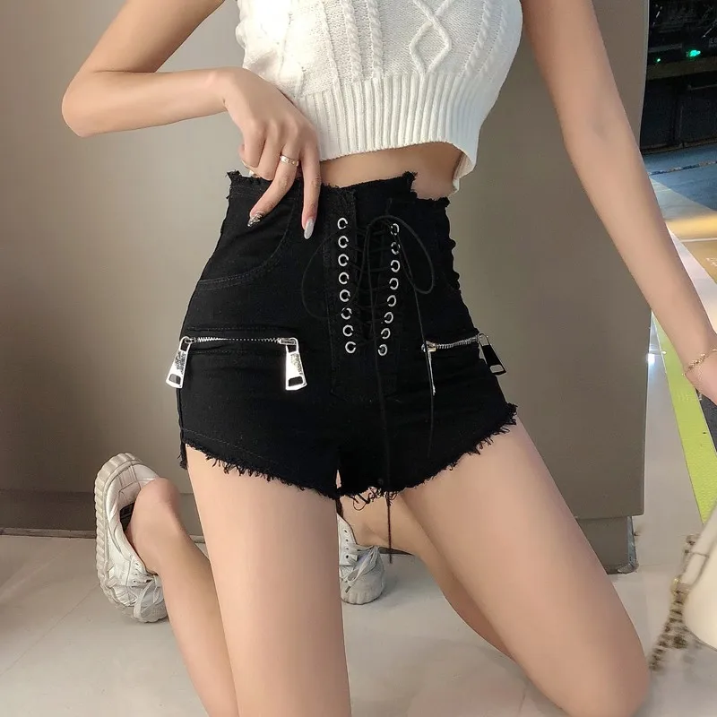 Шорты для ночного клуба сексуальные летние женские джинсовые черные короткие
