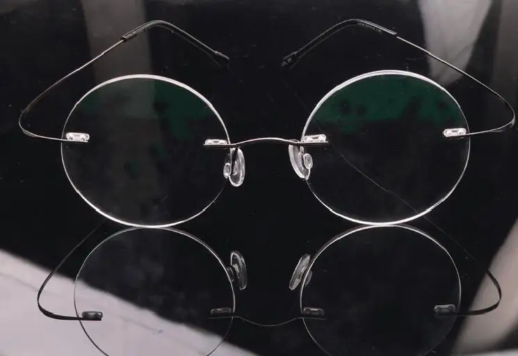 

Vintage Round 46mm Eyeglass Frame Rimless Glasses unisex Rx able
