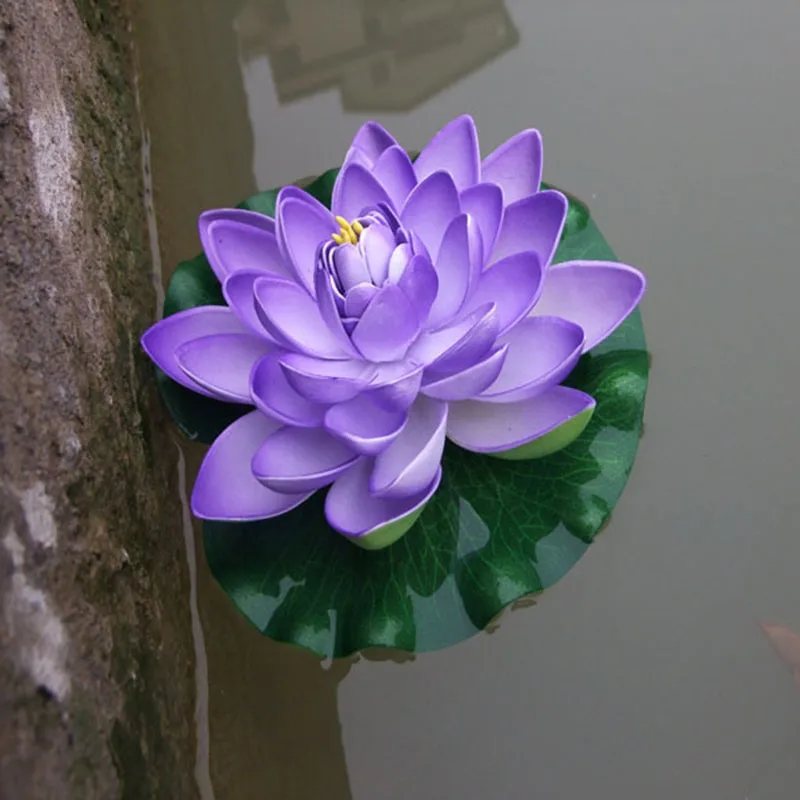 2Pcs/set 18CM Real Touch Artificial Lotus Foam Flowers Water Lily Floating Pool Plants Wedding Garden Home Decor Floral | Дом и сад