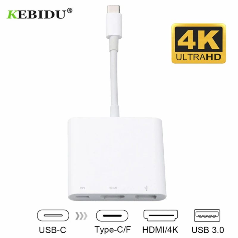 Переходник с USB C на HDMI совместимый кабель преобразователь 3 1 Type зарядка от