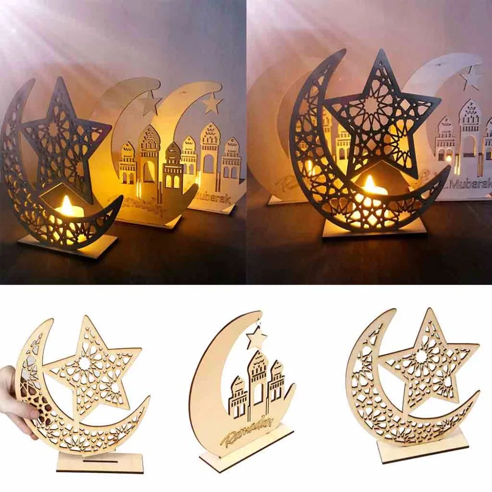 DIY Wooden Eid Mubarak Ramadan Plaque Ornament Muslim Islam Hanging Pendant Home Decor Supplies #007 | Дом и сад