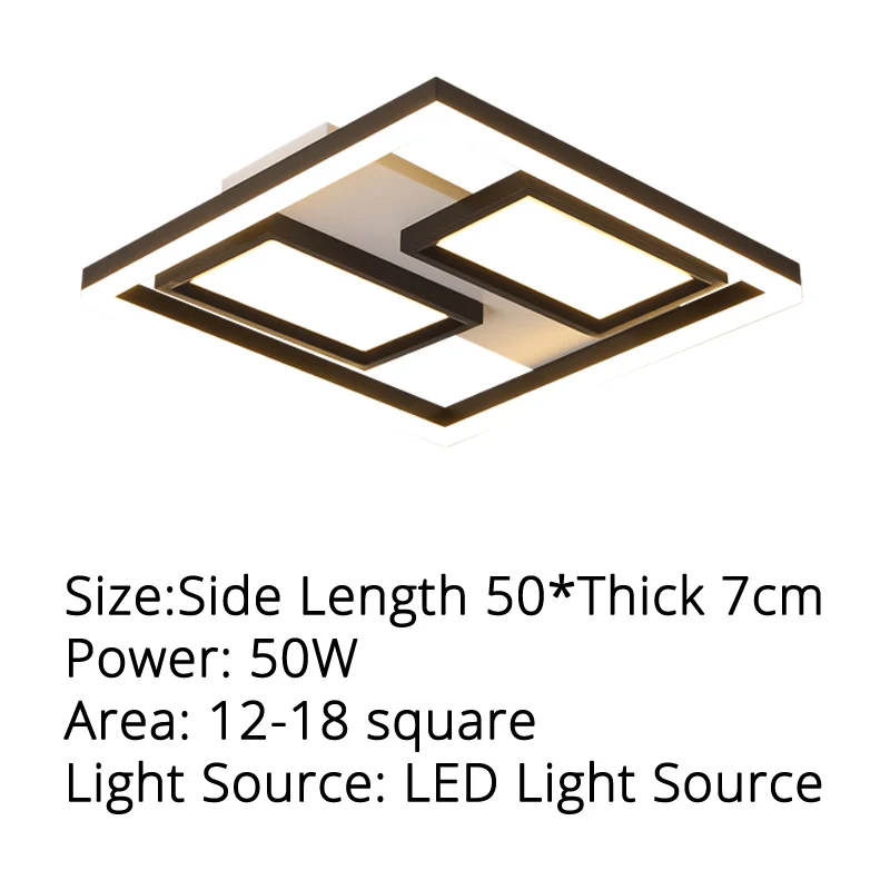 square 50x50x7cm Светодиодный потолочный светильник на поверхности, современный светодиодный потолочный светильник для гостиной, спальни - Цвет корпуса: square 50x50x7cm