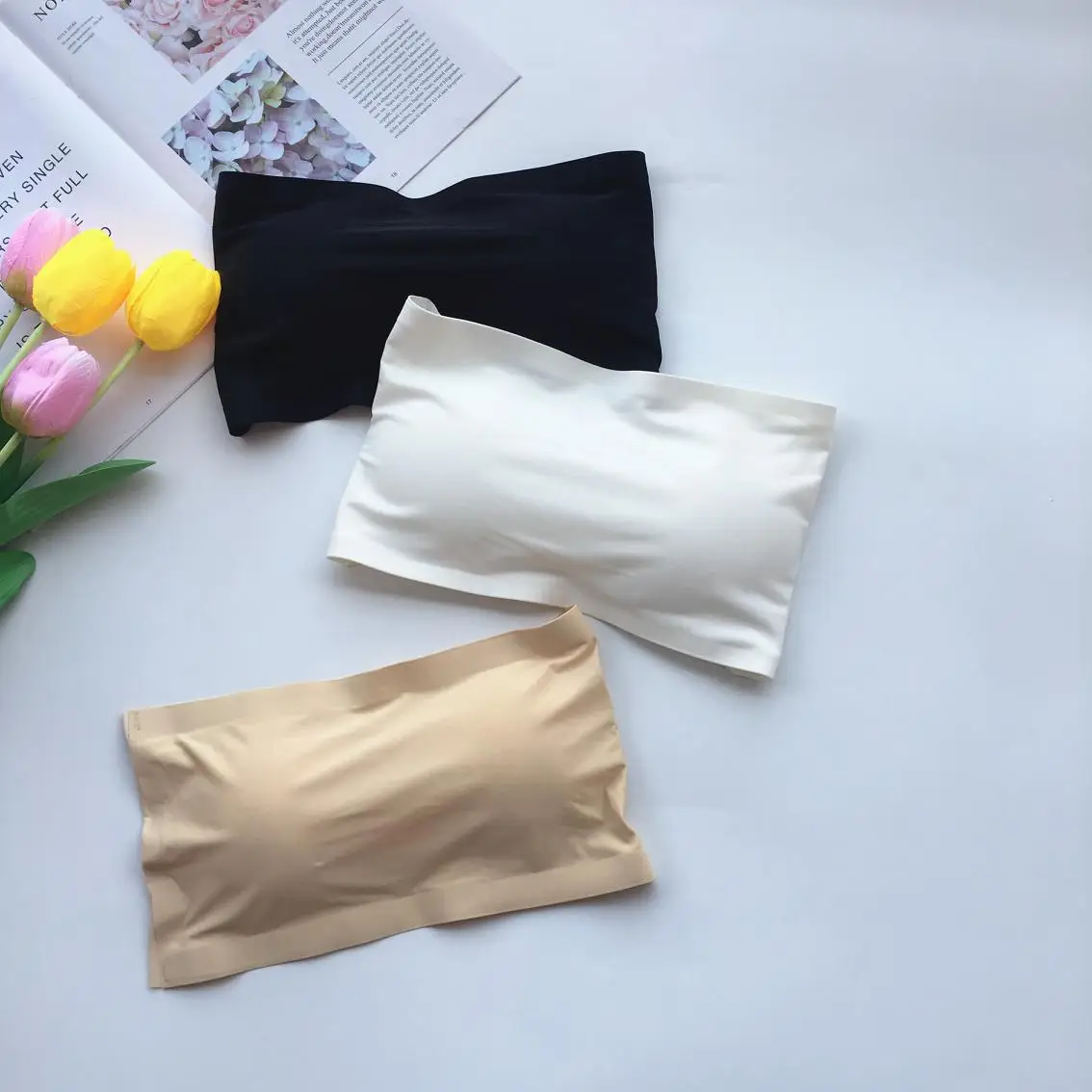 Летний бюстгальтер без бретелек для девочек, Женский Сексуальный Топ без бретелек, короткие майки нижнее белье для девочек