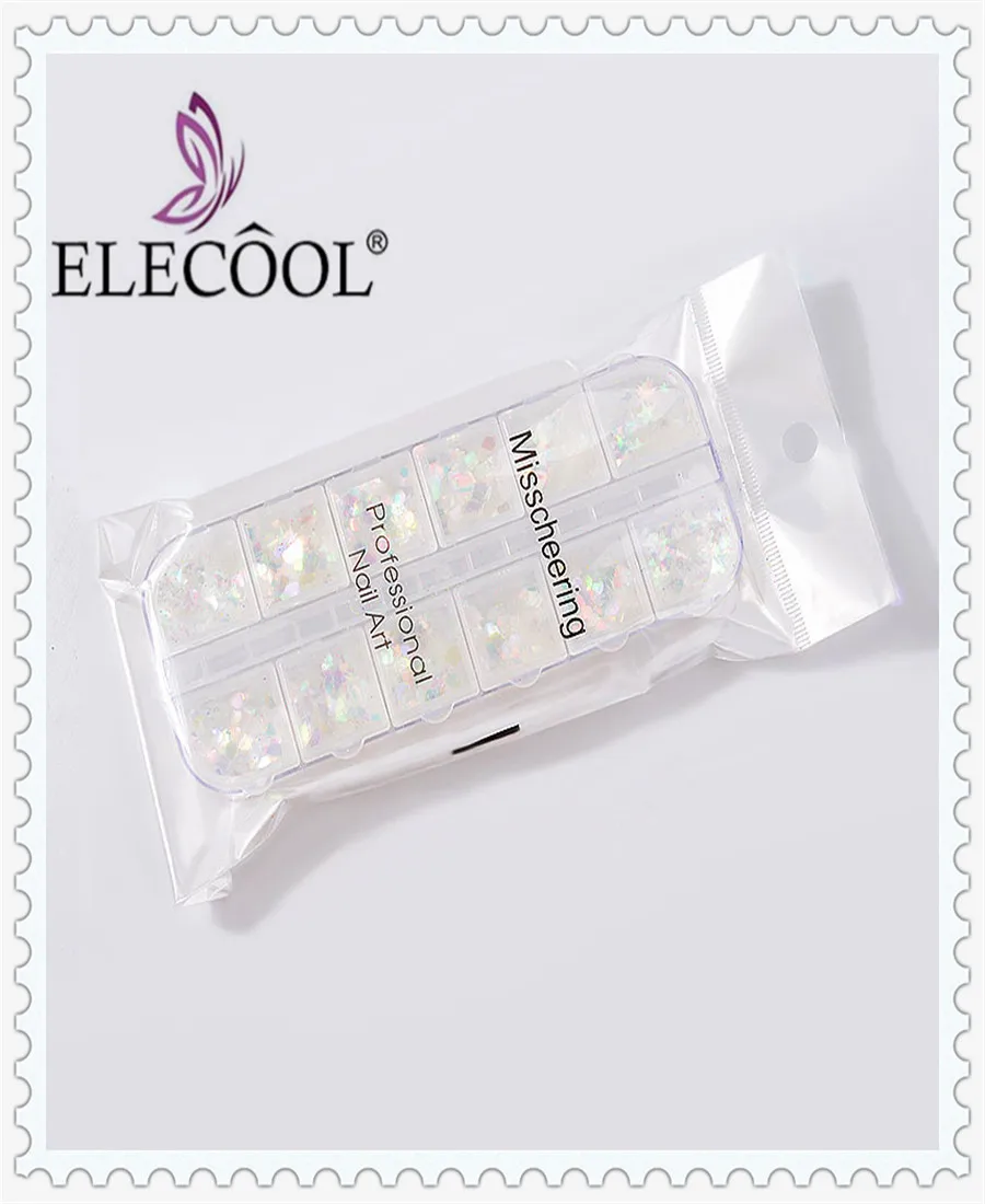 ELECOOL 12 Grid голографические блестки русалки набор блесток для ногтей ювелирные