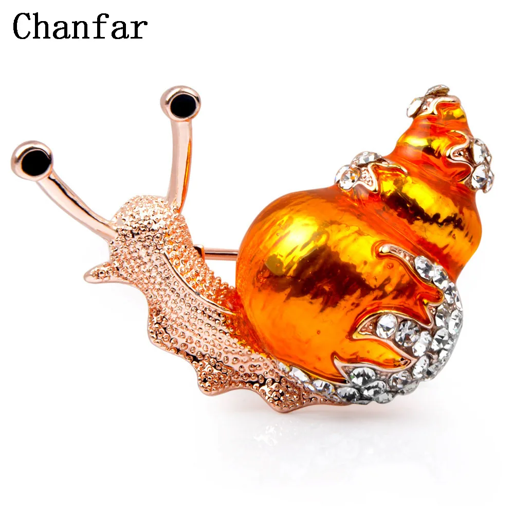 

Chanfar High Quality Green Red Orange Snail Brooches Crystal Enamel Insect Brooch Pins For Women Men Dress Hijab Jewelry